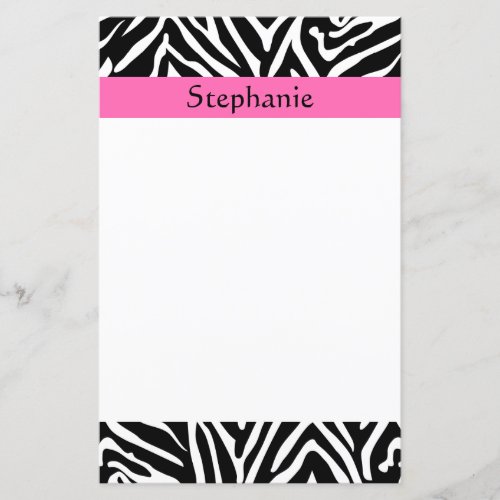 Personalized Black White and Hot Pink Zebra Print