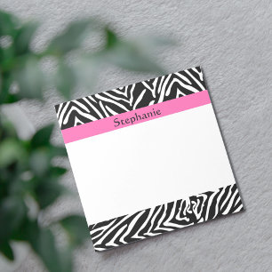 Personalized Black, White and Hot Pink Zebra Print Notepad