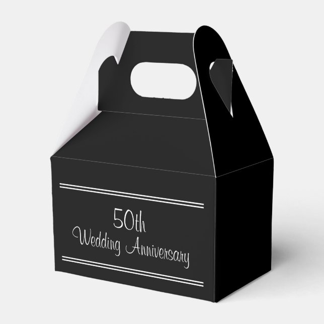Personalized Black & White Anniversary Favor Box (Front Side)
