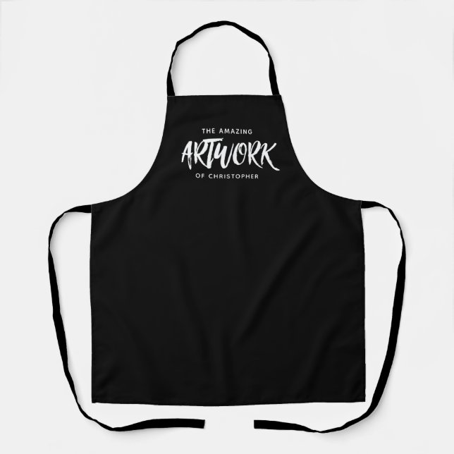 Personalized Black White Artist Apron (Front)