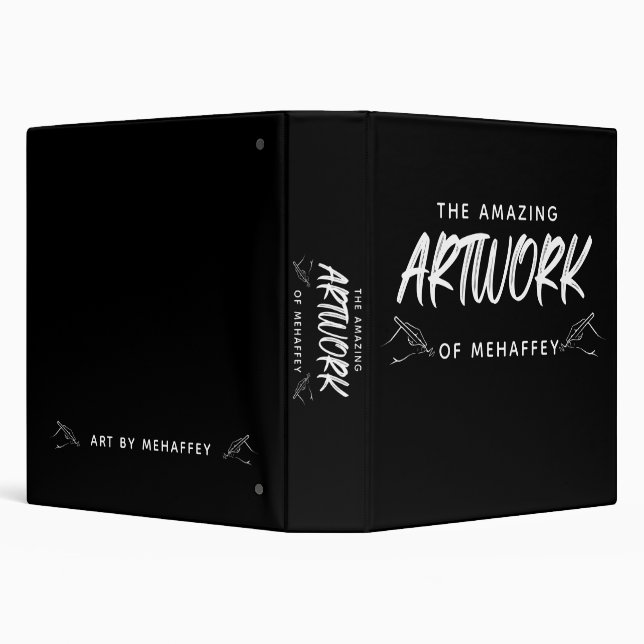 Personalized Black White Artist Keepsake 3 Ring Binder (Background)