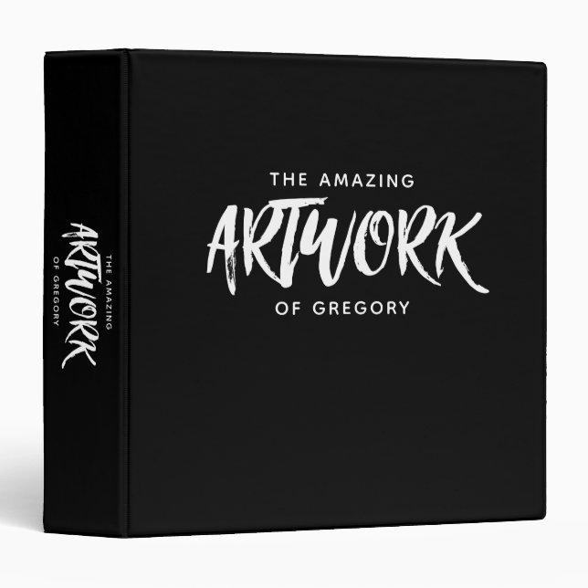 Personalized Black White Artist Keepsake 3 Ring Binder (Front/Spine)