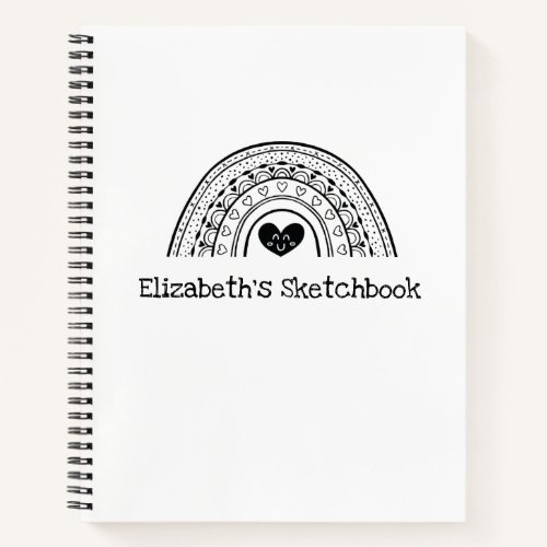 Personalized Black White Artist Sketchbook Notebook