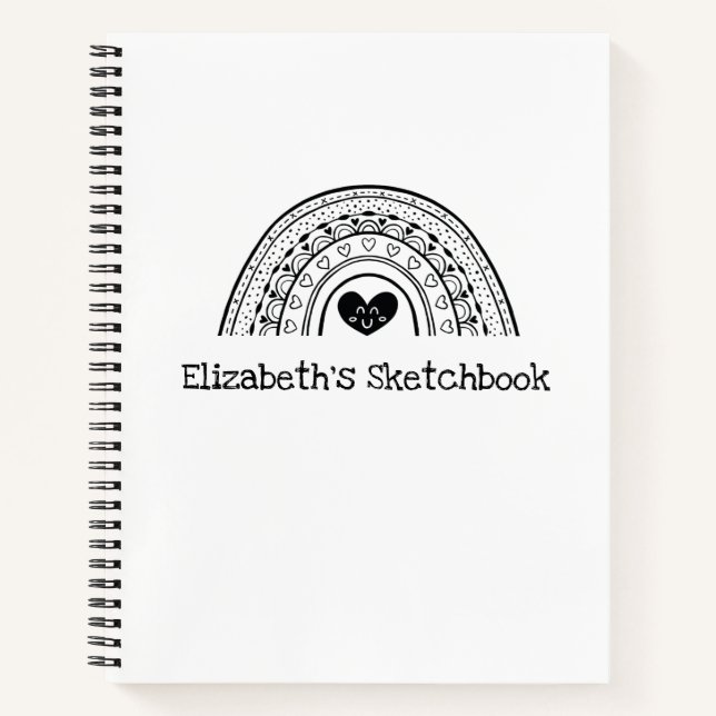 Personalized Black White Artist Sketchbook Notebook (Front)