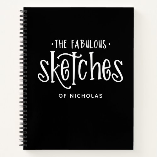 Personalized Black White Artist Sketchbook Notebook