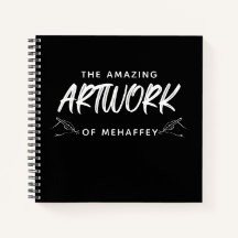 Personalized Black White Artist Sketchbook