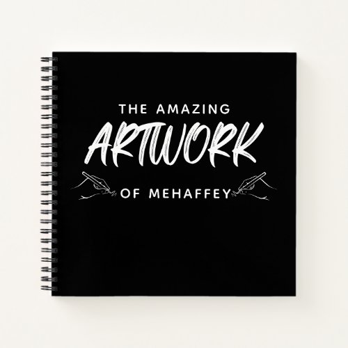 Personalized Black White Artist Sketchbook Notebook