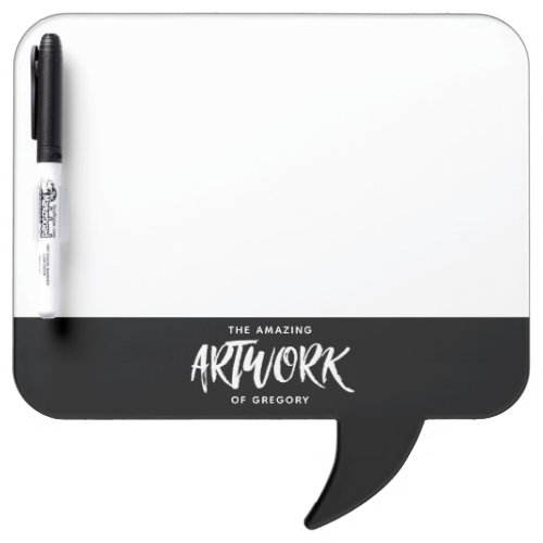 Personalized Black White Artist Sketching Dry Erase Board