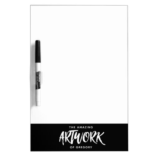 Personalized Black White Artist Sketching Dry Erase Board