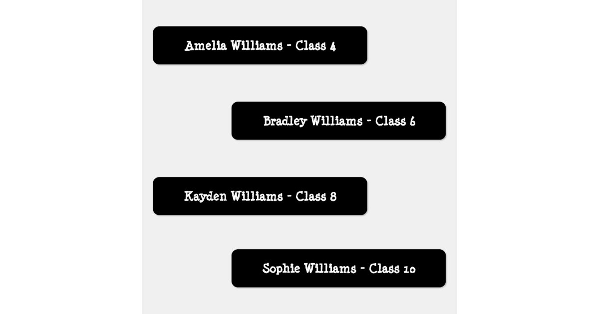 Personalized Black/White Back To School Clothes Labels | Zazzle