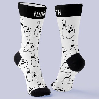 Personalized Black & White Bowling Socks w/ Name