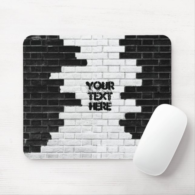 Personalized Black & White Brick Wall Mouse Pad (With Mouse)