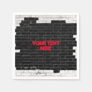 Personalized Black & White Brick Wall Napkins