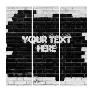 Personalized Black & White Brick Wall Triptych
