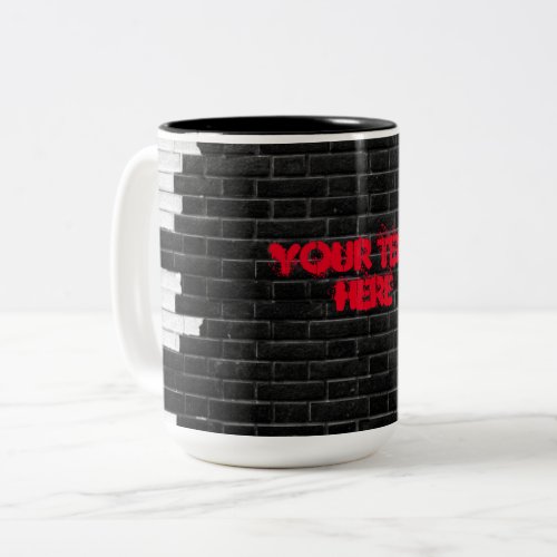 Personalized Black  White Brick Wall Two_Tone Coffee Mug