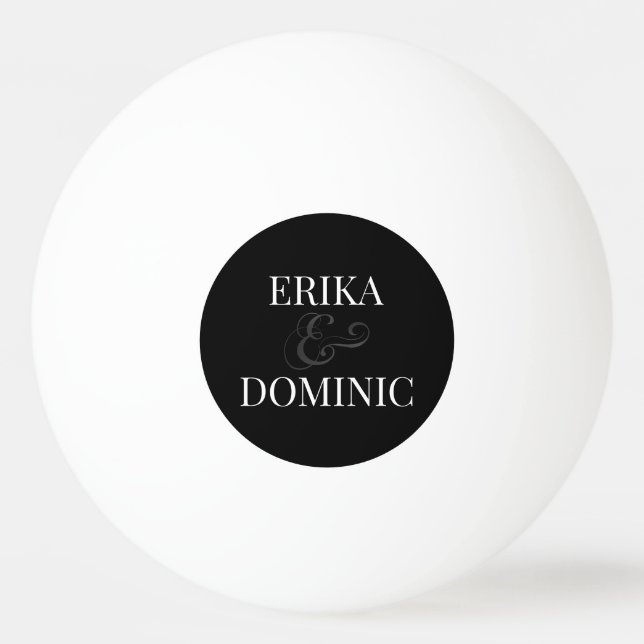 Personalized Black White Bride and Groom Wedding  Ping Pong Ball (Front)
