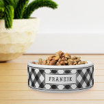 Personalized Black & White Buffalo Plaid Bowl<br><div class="desc">Pamper your pooch with this adorable personalized bowl,  sporting a hand drawn buffalo plaid pattern in black,  gray and white. Personalize with your pet's name.</div>