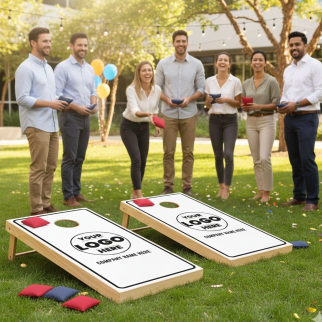 Personalized Black & White Business Logo Cornhole  Cornhole Set (Personalized Black & White Business Logo  Cornhole Set)