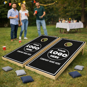 Personalized Black & White Business Logo Cornhole  Set