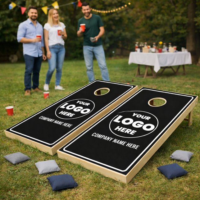 Personalized Black & White Business Logo Cornhole  Set (Personalized Black & White Business Logo Cornhole Set)