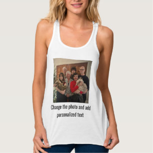 Personalized Black White Cat Mom Family Pet Photo Tank Top