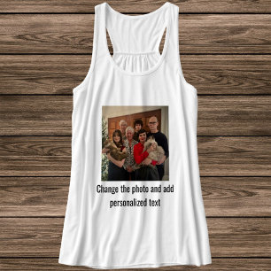 Personalized Black White Cat Mom Family Pet Photo Tank Top