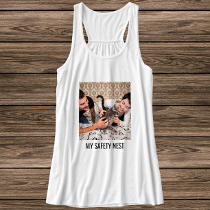 Personalized Black White Cat Mom Family Pet Photo Tank Top