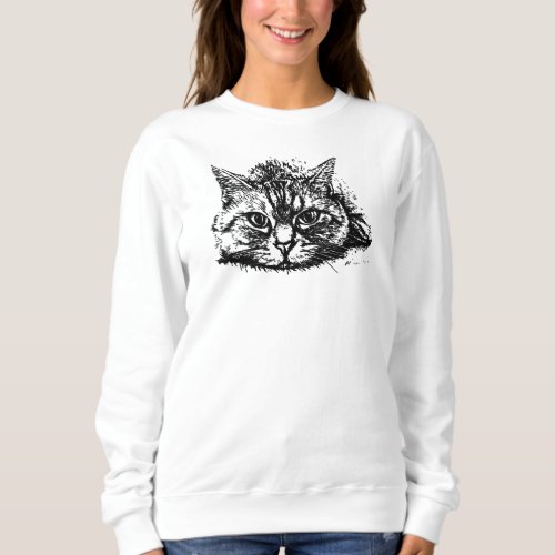 Personalized Black White Cat Mom Graphic Pet Photo Sweatshirt