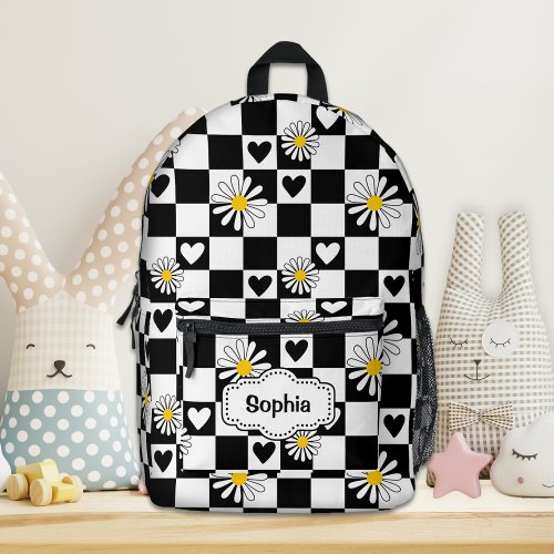 Personalized Black White Checkered Backpack