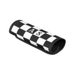 PERSONALIZED BLACK WHITE CHECKERED LUGGAGE HANDLE WRAP