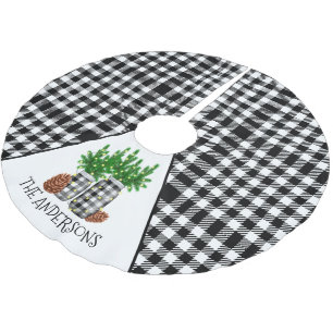 Personalized Black White Christmas Brushed Polyester Tree Skirt