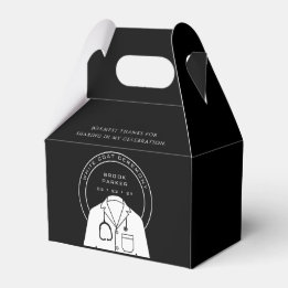 Personalized Black White Coat Ceremony Thank You Favor Boxes