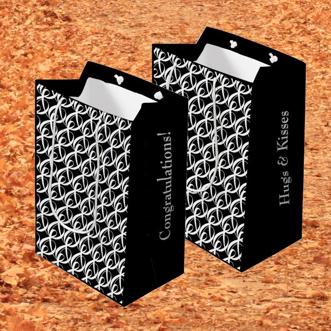 Personalized Black & White Congratulations Wedding Medium Gift Bag (For every occasion, personalized gift bags.
)