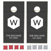 Personalized Black & White Cornhole Set