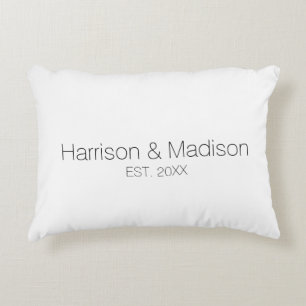 Personalized black white couple name date Wedding Accent Pillow