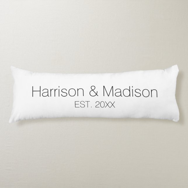 Personalized black white couple name date Wedding Body Pillow (Front)