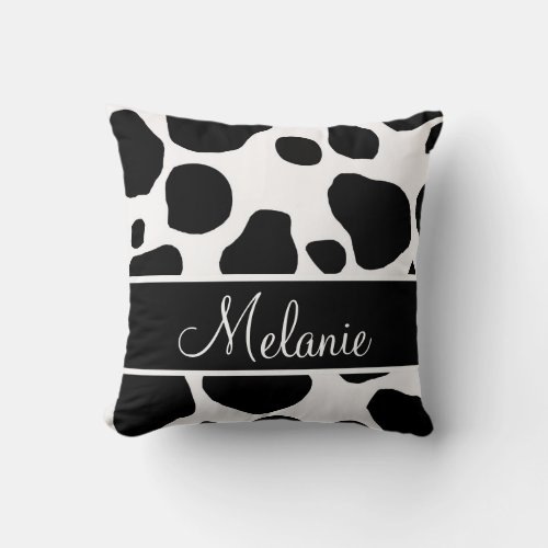 Personalized Black White Cow Spots Pillow