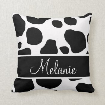 Personalized Black White Cow Spots Pillow by MonogramGalleryGifts at Zazzle
