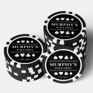 Personalized Black & White Custom Name Casino Poker Chips