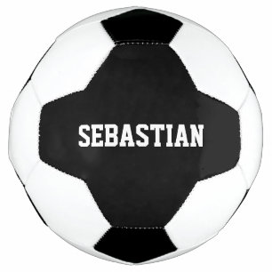 Personalized black white custom name sports team soccer ball