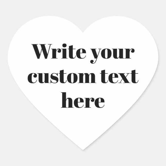 Personalized black white custom text cute heart sticker (Front)