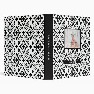 Personalized Black & White Diamond Pattern 3 Ring Binder