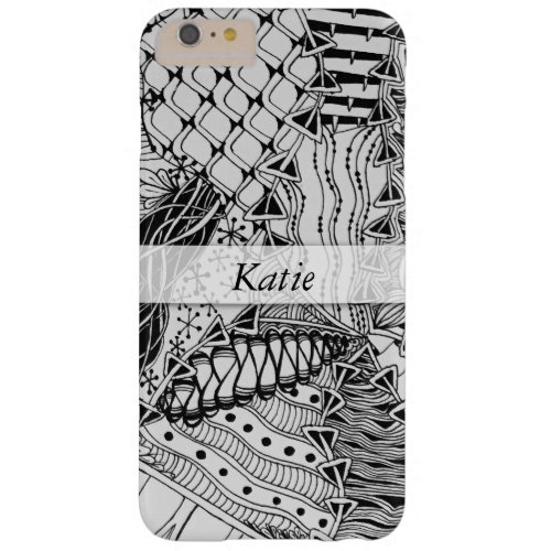 Personalized Black  White Doodled Tangle ZIA 03 Barely There iPhone 6 Plus Case