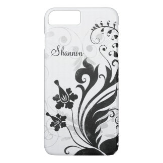Personalized Black White Floral iPhone 8 Plus/7 Plus Case
