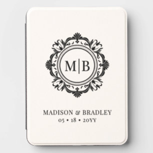 Personalized Black White Floral Monogram Kindle Cover