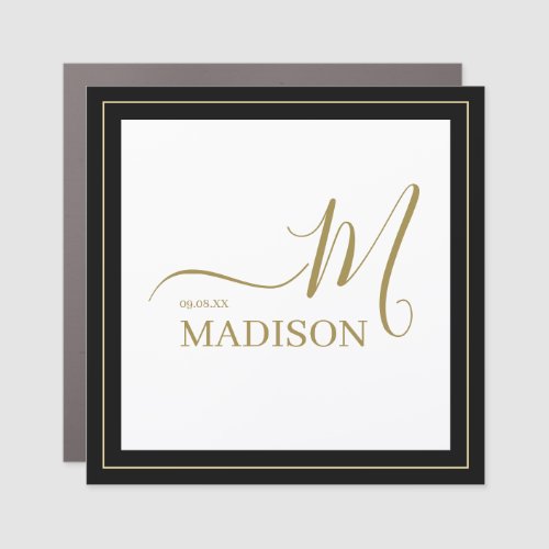 Personalized Black White Gold Goil Signature Name Car Magnet