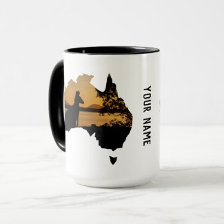 Personalized Black, White & Gold Kangaroo Sunset