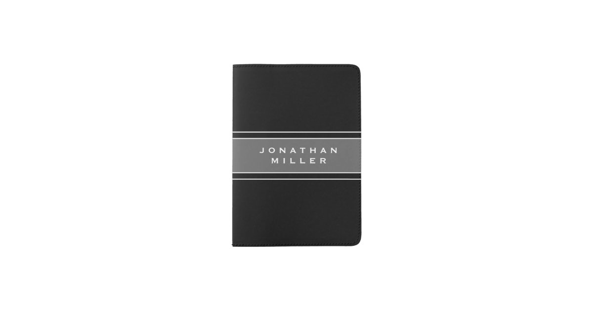 Personalized Black & White Gray Stripe Passport Holder | Zazzle