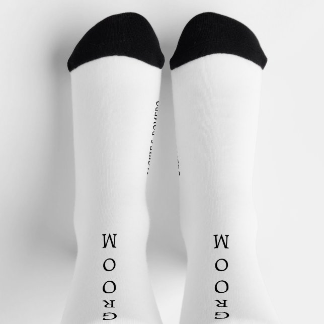 Personalized Black & White GROOM Wedding Socks (Top)