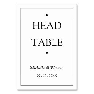 Personalized Black & White Head Table Number